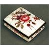 Image 1 : BIJOUTERIE - An enamel rectangular snuff box, painted with roses and other flower sprays, metal...