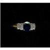 Image 1 : JEWELLERY AND WATCHES - A five-stone sapphire and diamond ring, c.1980, the central oval cut sap...