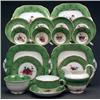 Image 1 : BRITISH PORCELAIN - An English tea service, printed with flower spray, the apple green border gi...