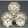 Image 1 : BRITISH PORCELAIN - A set of three Ridgway tea cups and saucers, painted in grey and gilt with f...