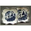 Image 1 : BRITISH PORCELAIN - A pair of Caughley shaped square dishes, printed with Fisherman pattern in b...