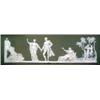 Image 1 : BRITISH POTTERY - A green and white jasper rectangular plaque, moulded with classical figures, 5...