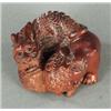 Image 1 : ORIENTAL CERAMICS AND WORKS OF ART - A Japanese carved hardwood netsuke, as a dragon and water h...