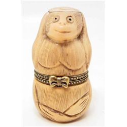 VINTAGE CHINESE CARVED BONE VIVID MONKEY JEWELRY GIFT BOX
