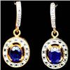 Image 1 : PAIR OF GOLD OVER STERLING EARRINGS W/ SAPPHIRE & GEMS