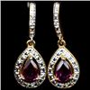 Image 1 : PAIR OF GOLD OVER STERLING SILVER EARRINGS W/ RHODOLITE & GEMS