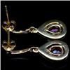 Image 2 : PAIR OF GOLD OVER STERLING SILVER EARRINGS W/ RHODOLITE & GEMS