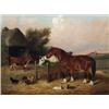 Image 1 : OIL PAINTINGS - Colin Graeme (1859 - 1910) Farmyard Friends, horses feeding, with cattle, poultr...