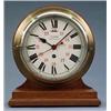 Image 1 : CLOCKS, BAROMETERS, SCIENTIFIC INSTRUMENTS - A brass cylindrical marine clock, the enamelled cir...