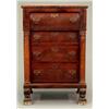 Image 1 : FURNITURE AND DECORATIONS - A mahogany pedestal chest of three cockbeaded drawers beneath an out...