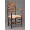 Image 1 : FURNITURE AND DECORATIONS - A George III elm ladder back elbow chair, with rush seat, early 19th...