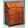 Image 1 : FURNITURE AND DECORATIONS - A George III oak fall-front bureau, the fitted interior above one sh...