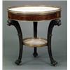 Image 1 : FURNITURE AND DECORATIONS - A French brass mounted mahogany two-tier centre table, in Empire sty...