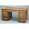 Image 1 : FURNITURE AND DECORATIONS - An early Victorian mahogany pedestal desk, the ovolo moulded top wit...