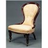 Image 1 : FURNITURE AND DECORATIONS - A Victorian mahogany spoon back nursing chair, upholstered in salmon...