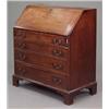 Image 1 : FURNITURE AND DECORATIONS - A George III mahogany fall-front bureau, fitted four long graduated...