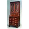 Image 1 : FURNITURE AND DECORATIONS - A small George II mahogany bureau-bookcase, the two moulded adjustab...