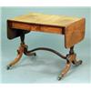 Image 1 : FURNITURE AND DECORATIONS - A mahogany sofa table, in George III style, with D-shaped leaves abo...