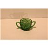 Image 1 : GREEN PRESSED GLASS SUGAR BOWL