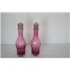 Image 1 : 2 CRANBERRY GLASS CRUETS S SALT & PEPPER FROM CRUET SET