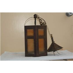 ARTS & CRAFT HAND PUNDED BRASS HALL LAMP