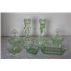 Image 1 : DRESSER SET (GREEN GLASS PROBABLY DEPRESSION ERA)