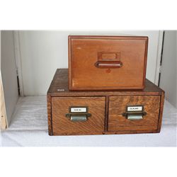 2 OAK CARD HOLDERS C/W DRAWERS