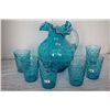 Image 1 : BLUE GLASS PITCHER & GLASSES