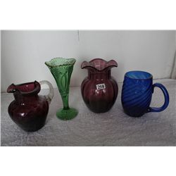 MISC. GLASS VASES, ETC.