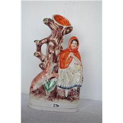 STAFFORDSHIRE SPILL VASE(CHIP ON WOLF'S EAR)