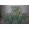 Image 1 : GREEN OPALESCENT PITCHER & GLASSES