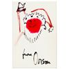 Image 1 : Orson Welles Signed Drawing -- What Looks to Be a Sketch of Himself as Santa Claus -- Watercolor & I