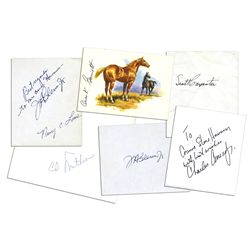 Excellent Collection of 6 NASA Astronaut Signatures on Greeting Cards -- Includes Several of the Mer