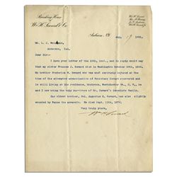 Lincoln Assassination Plot Letter Signed by Secretary of State William Seward's Son -- ''...seriousl