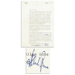 Albert Speer Letter Signed With Handwritten Annotation Mentioning His Former Fuhrer ''Hitler''