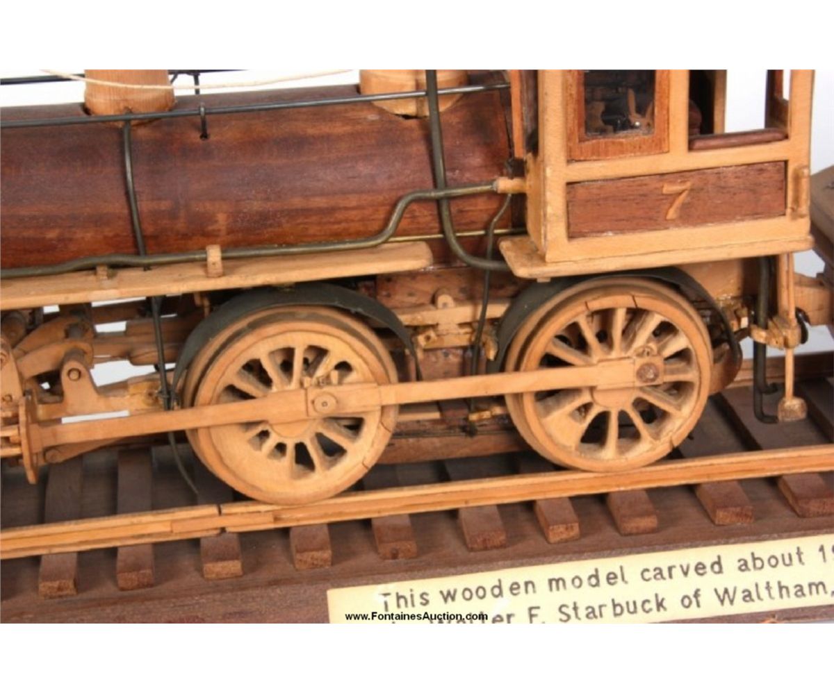 c.1910 Wooden Carved Model Train Engine