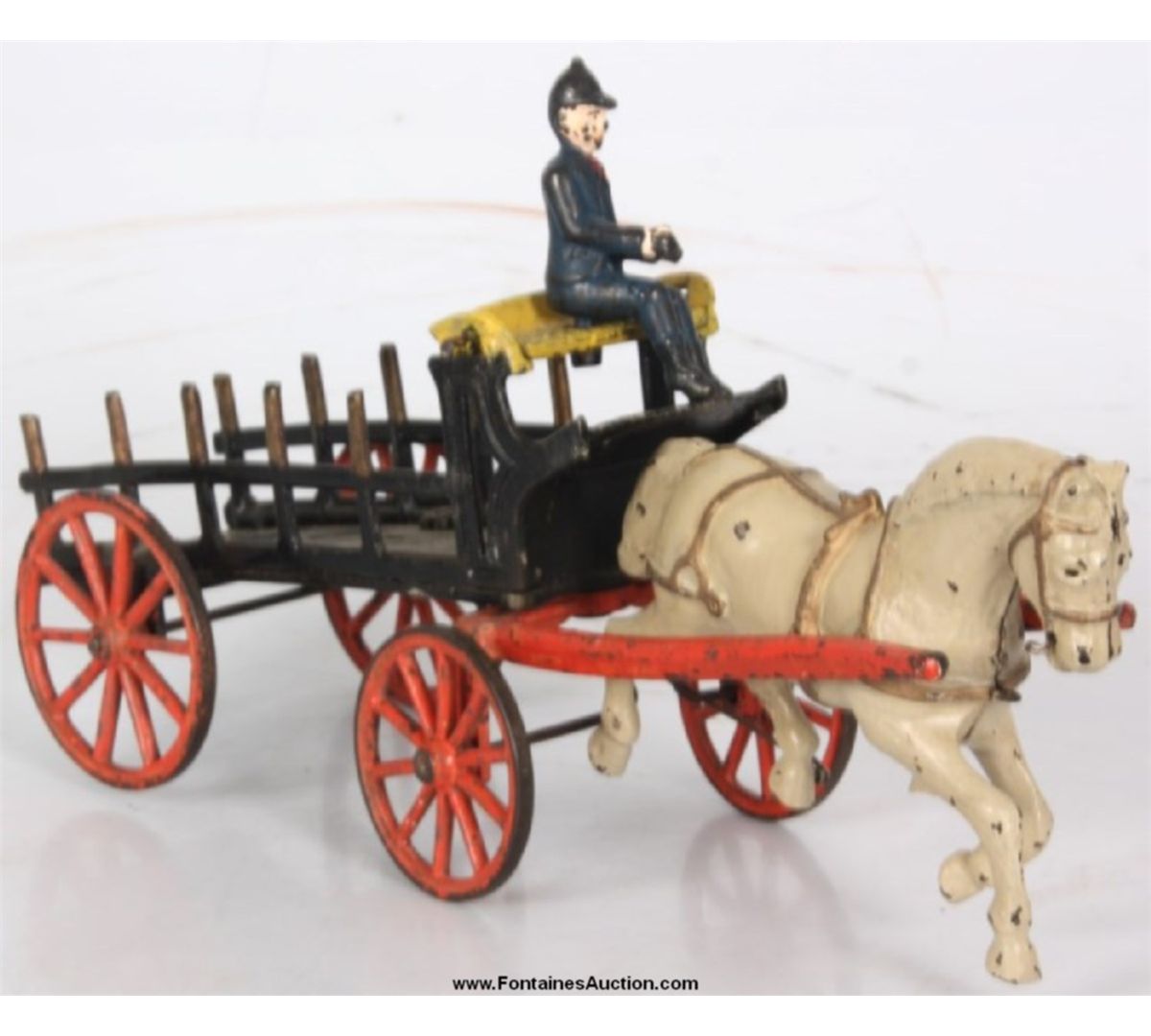 Cast Iron Toy Horse Drawn Hay Wagon