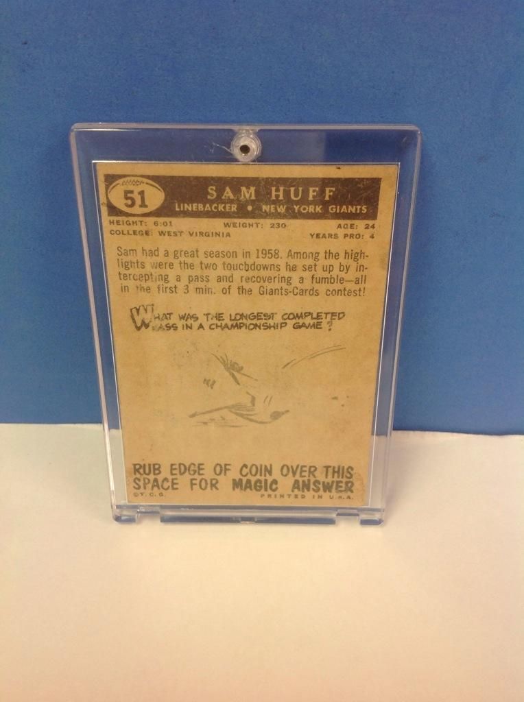1959 Topps Sam Huff Linebacker N Y Giants Signed No Coa