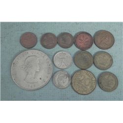 Lot 12 Old European Coins Germany,France,Belgium 1949-