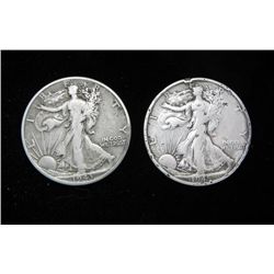 1943 and 1945-D Walking Liberty Silver Half Dollars