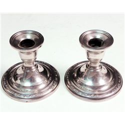 2 International Courtship Sterling Candlestick Holders