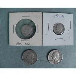 1 Lot of 4 Silver US Coins