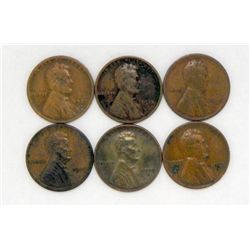 6 Better Date Early Mint Mark Lincoln Cents