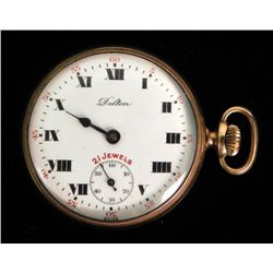 Antique Delton Gold Filled Open Face Pocket Watch 21j