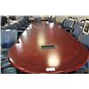 Image 2 : MAHOGANY INLAID 14' RACETRACK BOARDROOM TABLE C/W DATA AND POWER PORTS