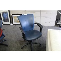 BLUE LEATHER HIGH BACK EXECUTIVE CHAIR