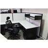 Image 3 : STEELCASE GREY AND BLACK 7' X 6' CORNER WORKSTATION C/W OVERHEAD SHELF