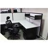 Image 3 : STEELCASE GREY AND BLACK 7' X 6' CORNER WORKSTATION C/W OVERHEAD SHELF