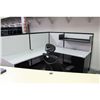 Image 3 : STEELCASE GREY AND BLACK 7' X 6' CORNER WORKSTATION C/W OVERHEAD SHELF