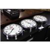 Image 1 : LOT OF 3 STAINLESS STEEL WALL CLOCKS